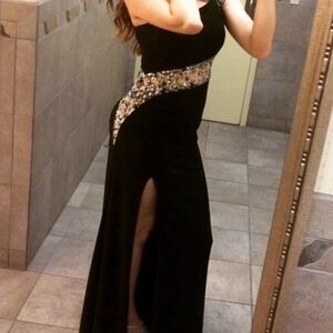 Elegant Black Evening Dress with Silver Accents
